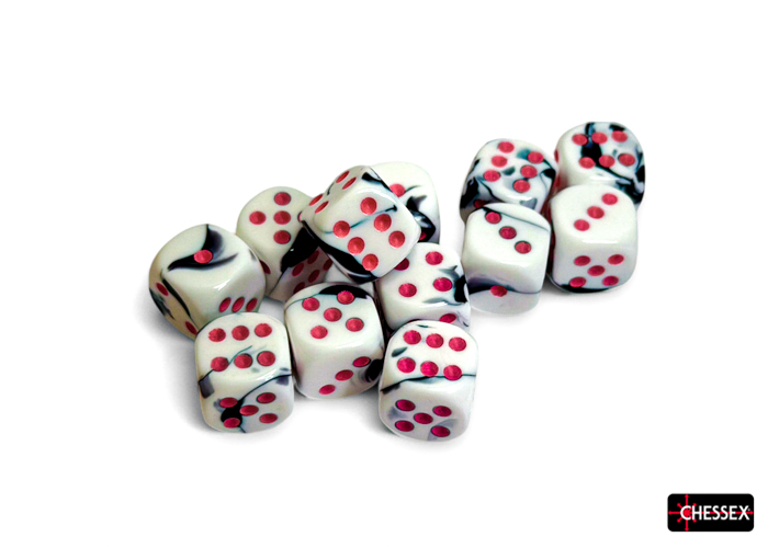Gemini Black-White/pink 16mm d6 Dice Block (12 dice) - CHX2669